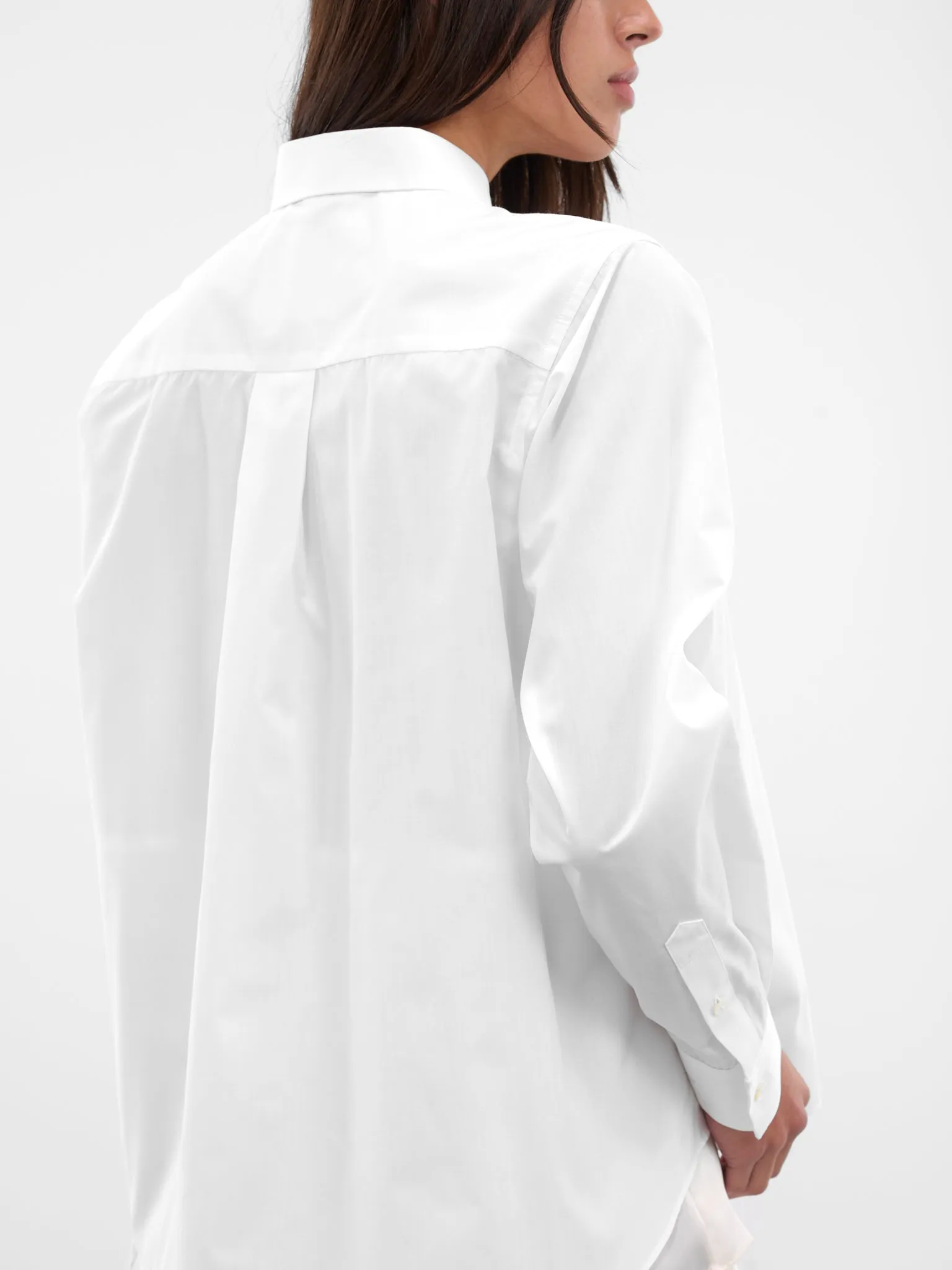 White Poplin Layered Drape Shirt (25-08165-OFF-WHITE) sold by lorenzo product image thumbnail 4