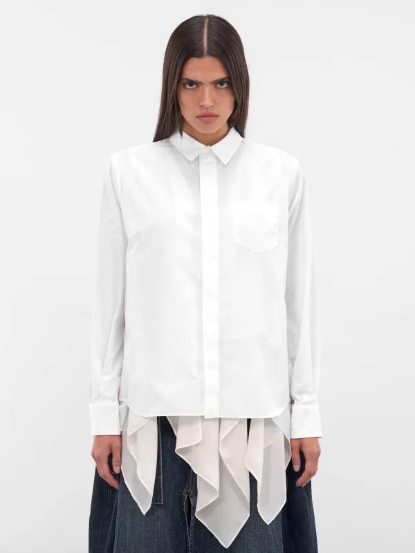 White Poplin Layered Drape Shirt (25-08165-OFF-WHITE) sold by lorenzo
