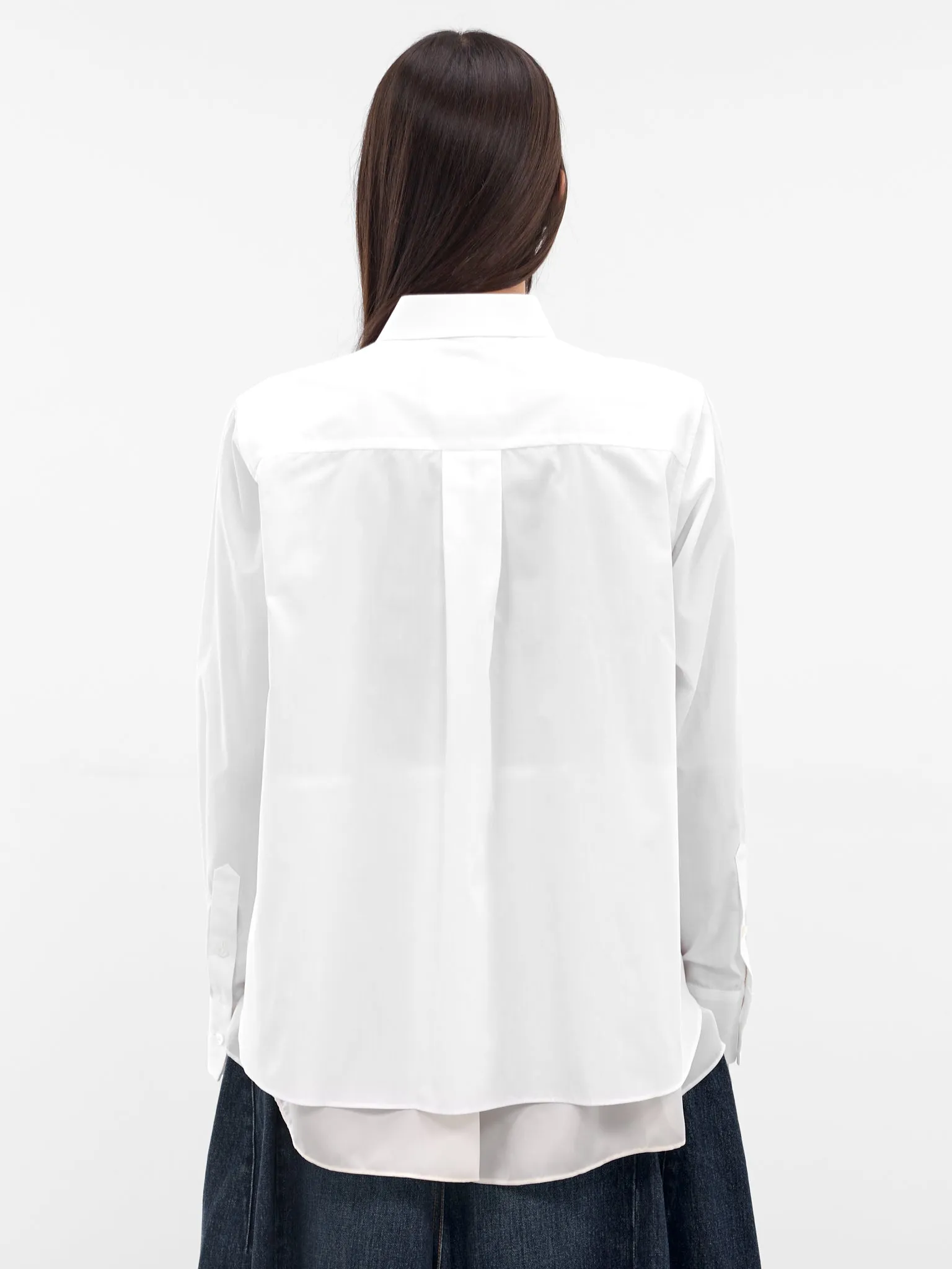 White Poplin Layered Drape Shirt (25-08165-OFF-WHITE) sold by lorenzo product image thumbnail 3
