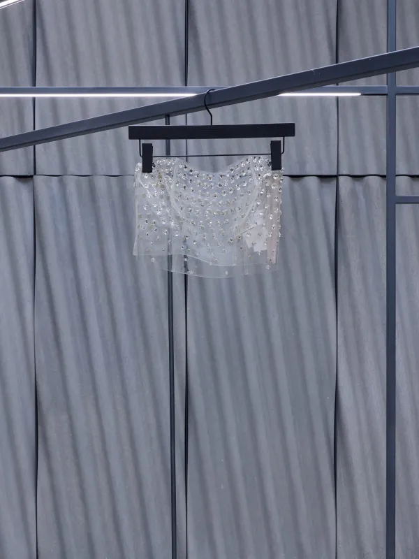 Transparent Sudded Crop Top (4C076A-N0989-TRANSPARENT) sold by lorenzo