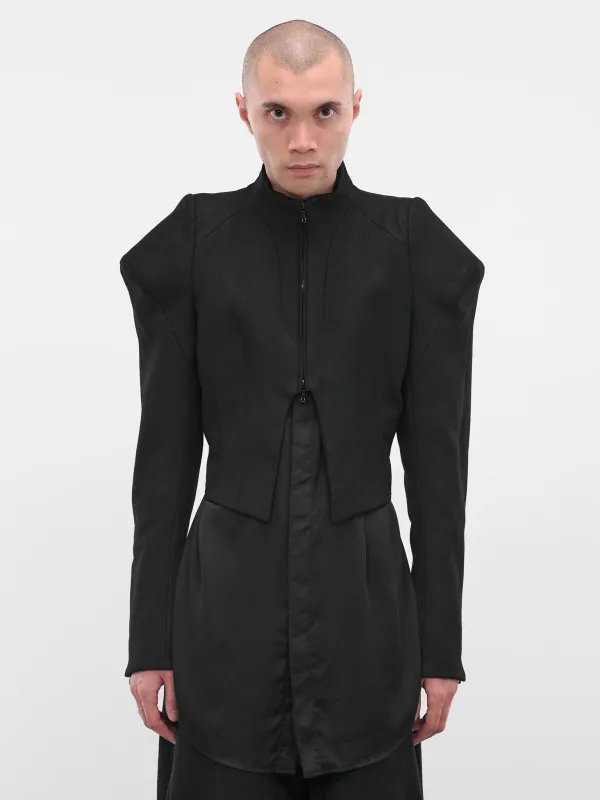 Black Sculptural Zip Blazer (917JAM2-BLACK) sold by lorenzo