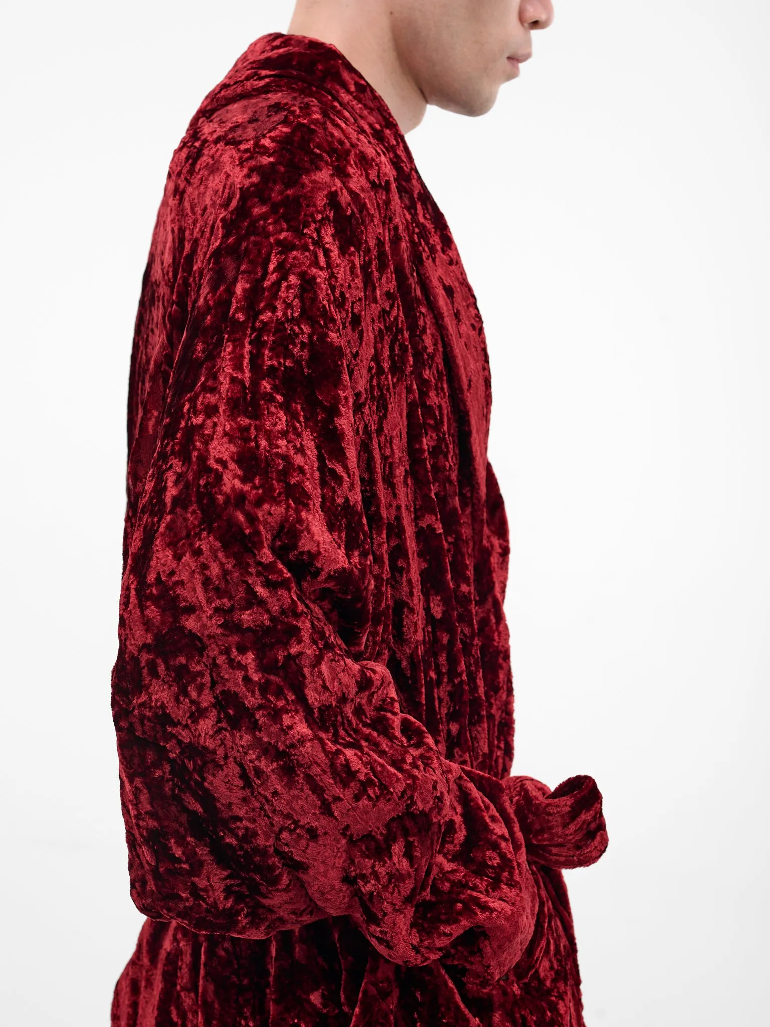 Red Crushed Velvet Robe (917COM3-BLOOD) sold by lorenzo product image thumbnail 4