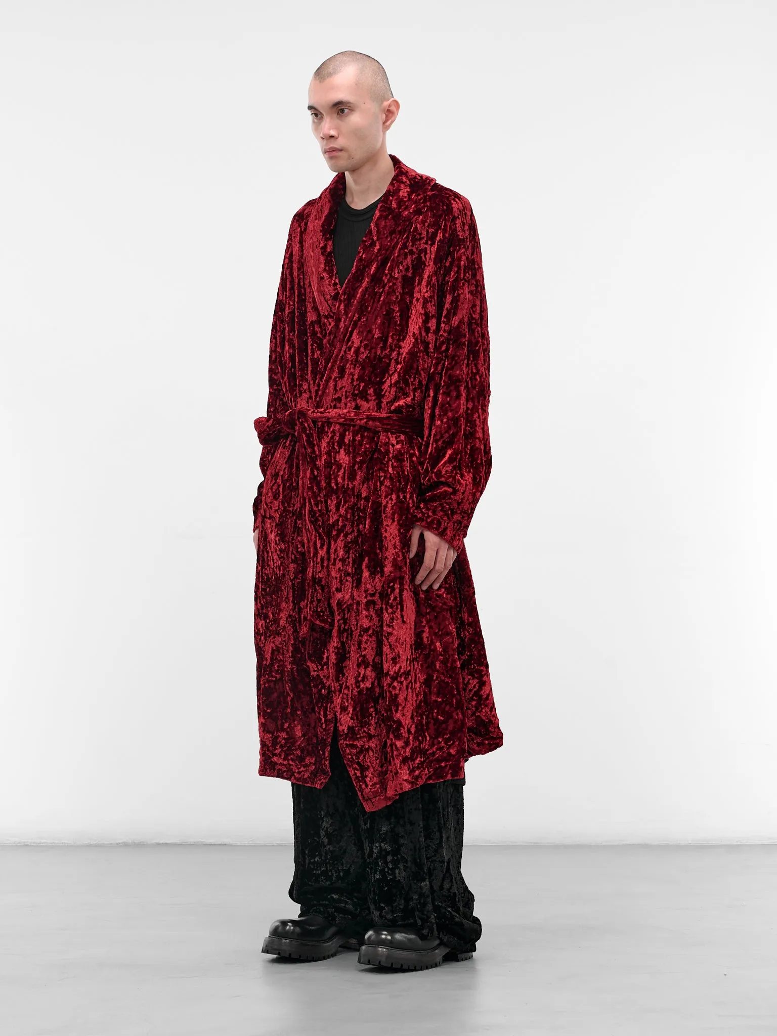 Red Crushed Velvet Robe (917COM3-BLOOD) sold by lorenzo product image thumbnail 2