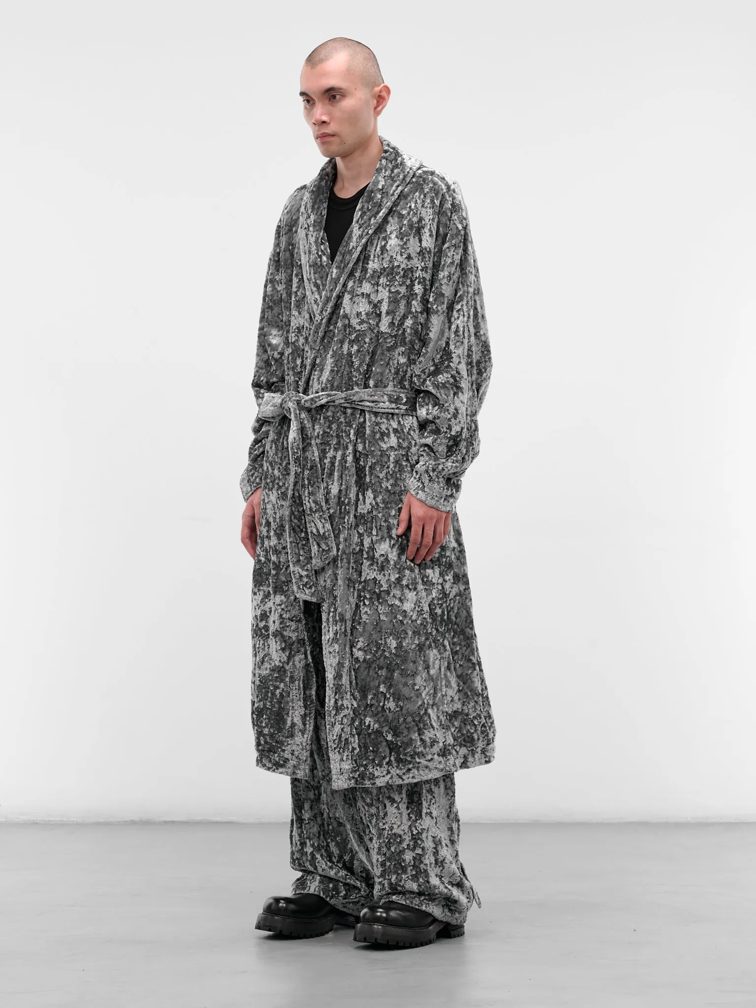 Gray Crushed Velvet Robe (917COM3-GRAY) sold by lorenzo product image thumbnail 2