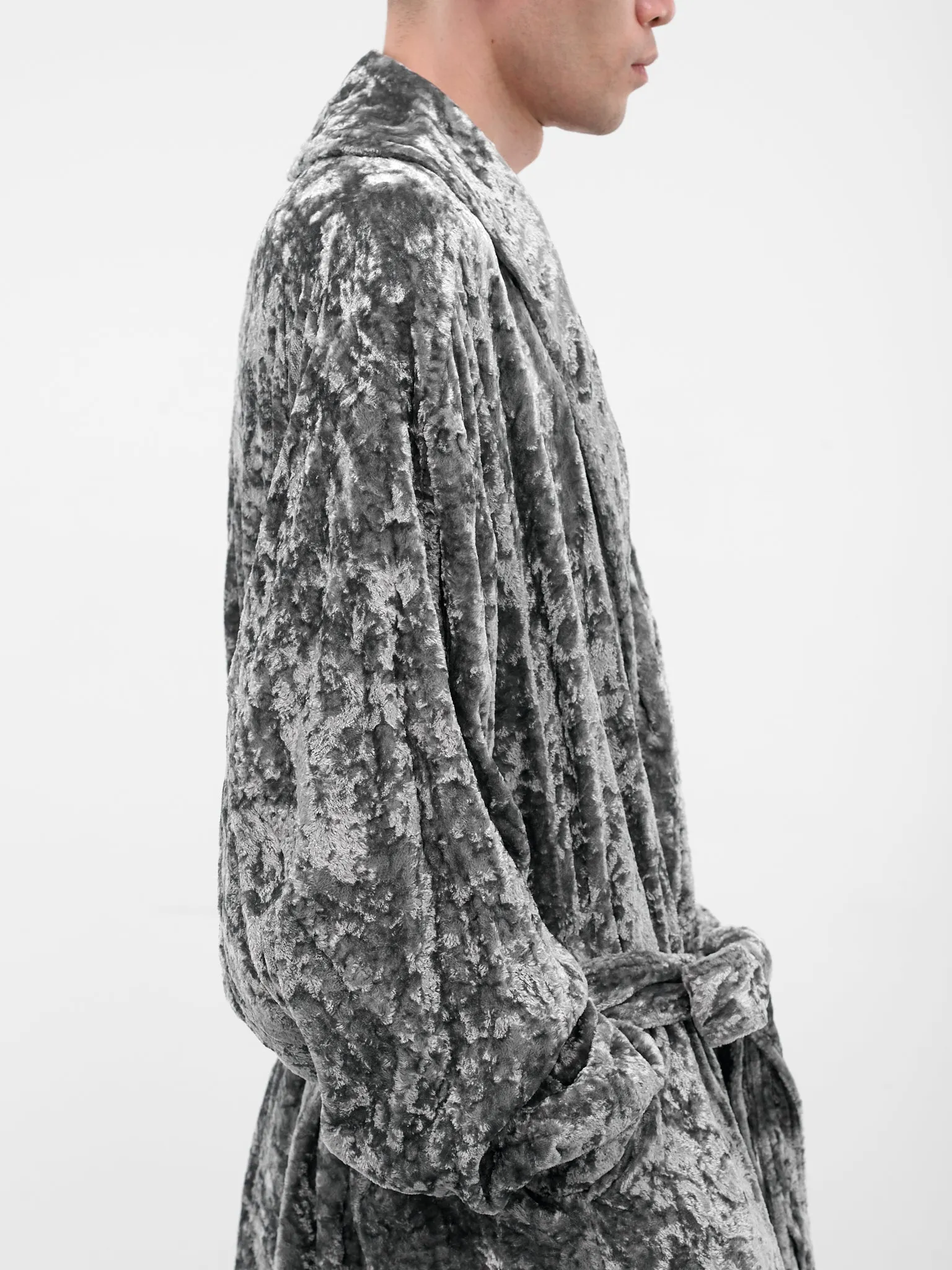 Gray Crushed Velvet Robe (917COM3-GRAY) sold by lorenzo product image thumbnail 4