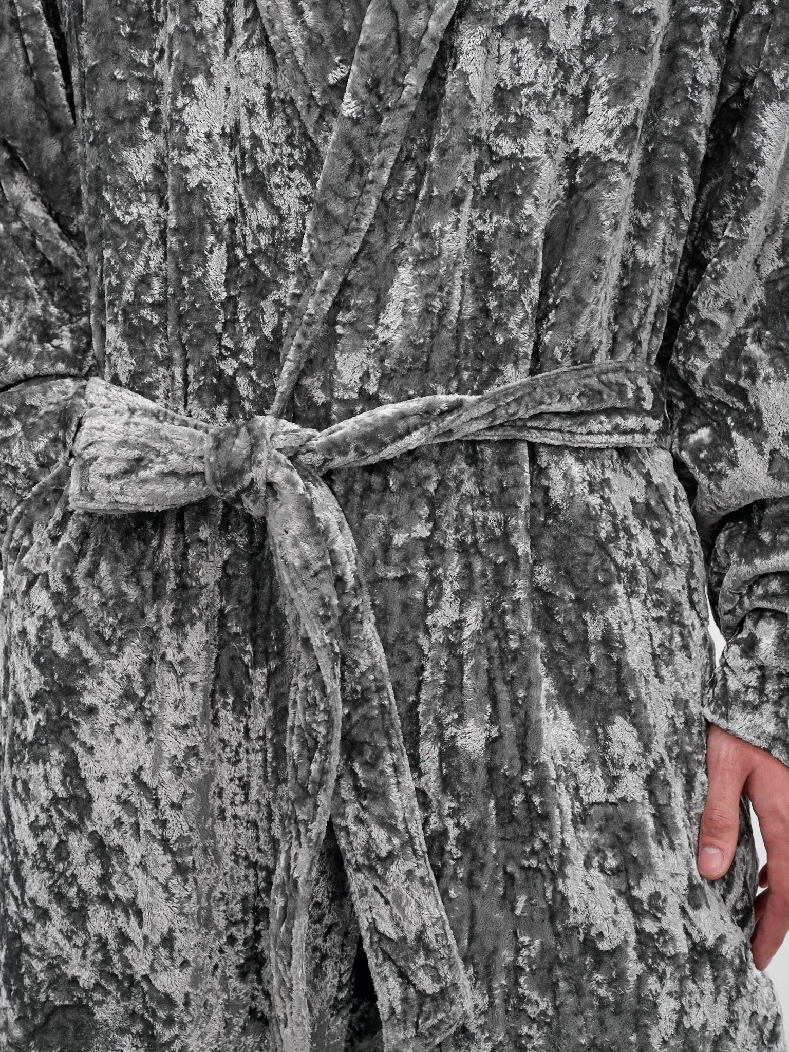 Gray Crushed Velvet Robe (917COM3-GRAY) sold by lorenzo product image thumbnail 5