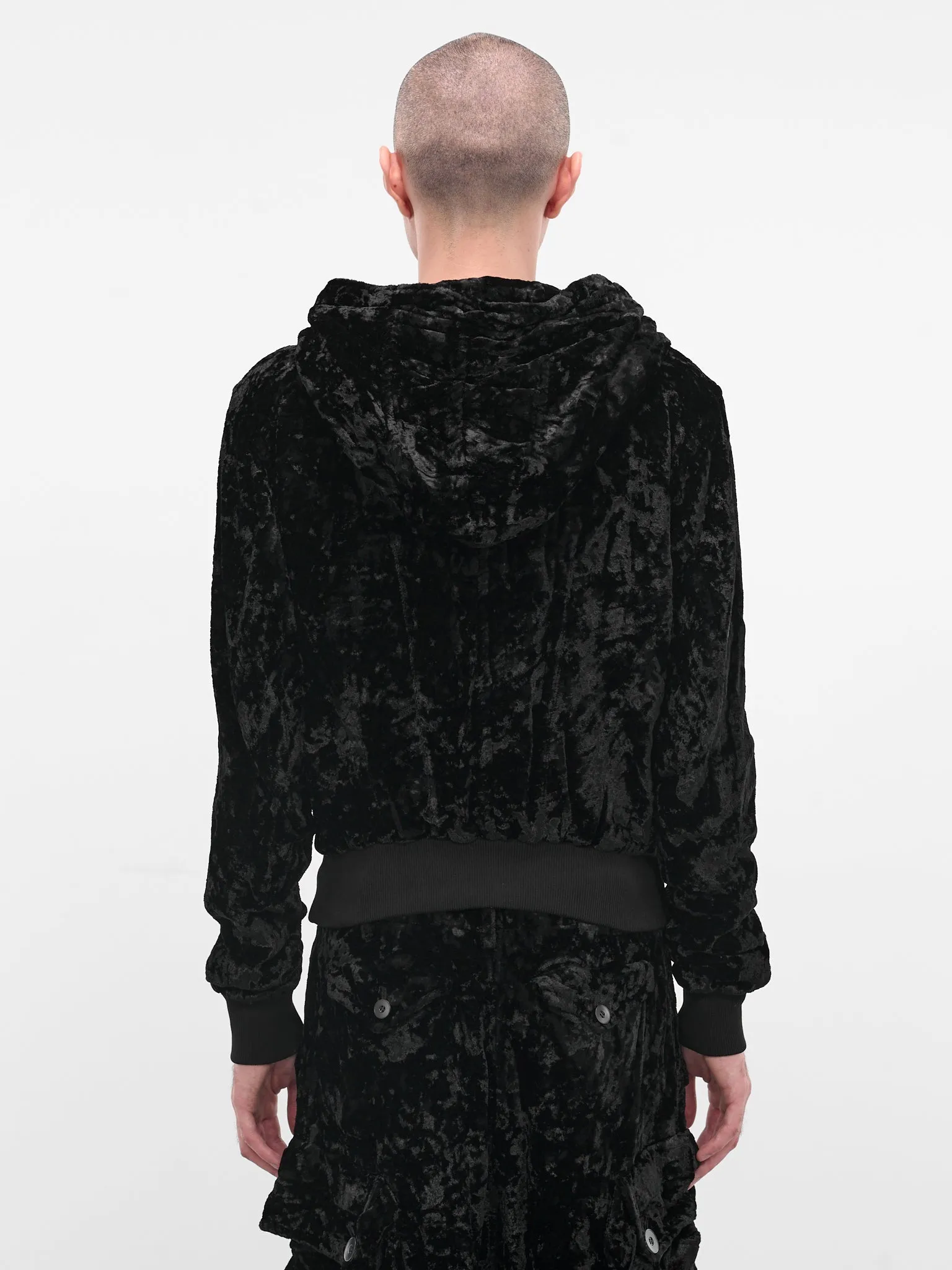 Black Crushed Velvet Zip Hoodie (917BLM5-BLACK) sold by lorenzo product image thumbnail 3