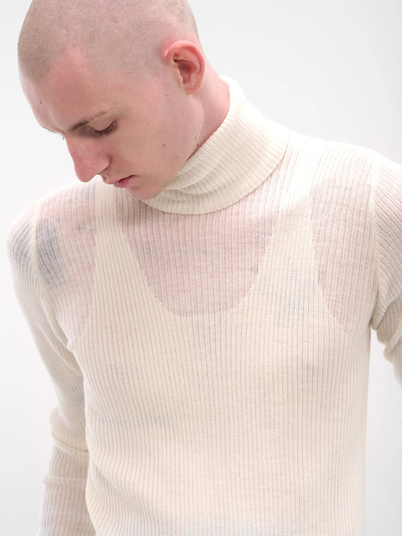 White Rib-Knit Turleneck Sweater (TP-001-B-WHITE) sold by lorenzo product image thumbnail 5