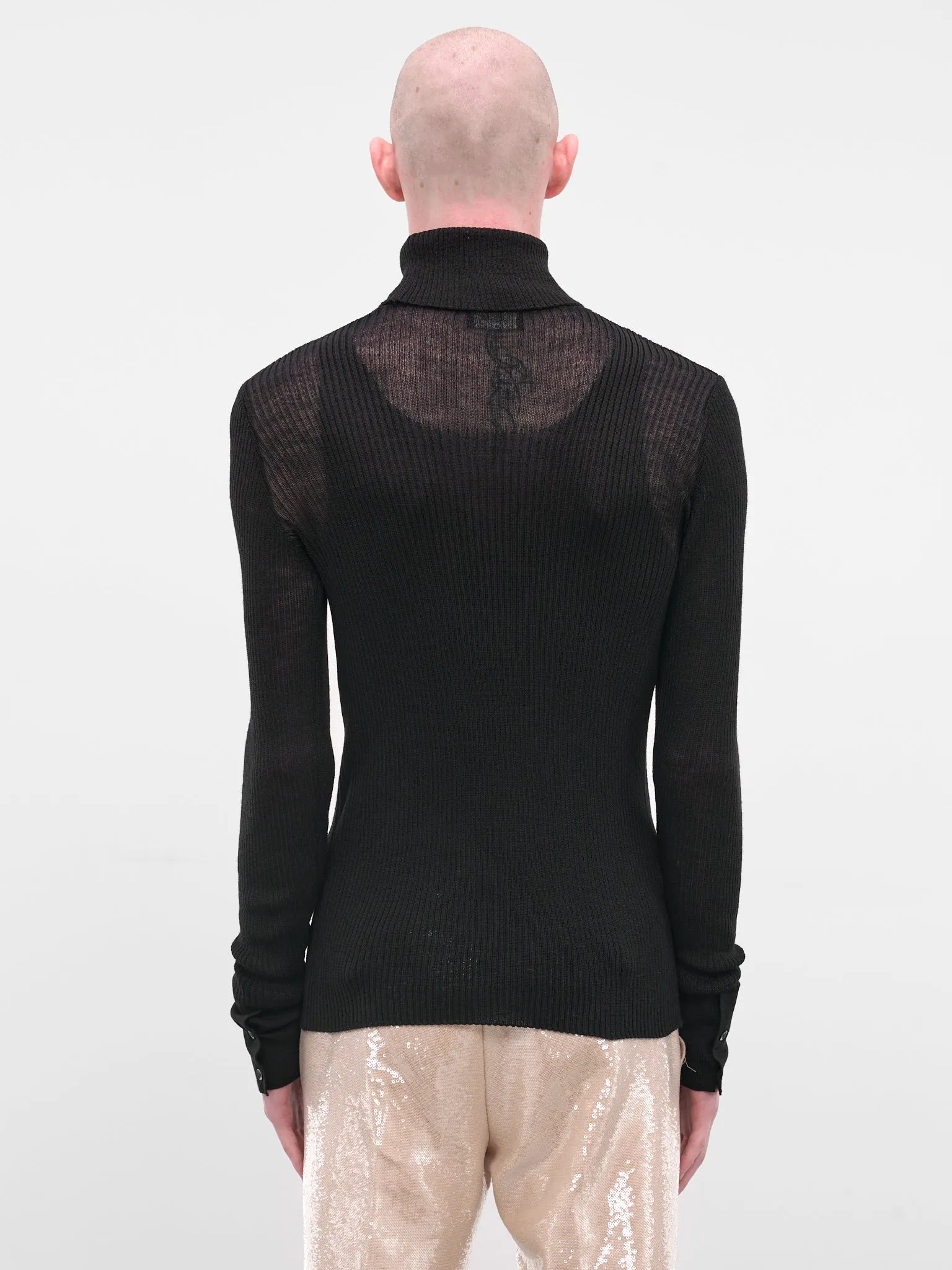 Black Rib-Knit Turleneck Sweater (TP-001-C-BLACK) sold by lorenzo product image thumbnail 3