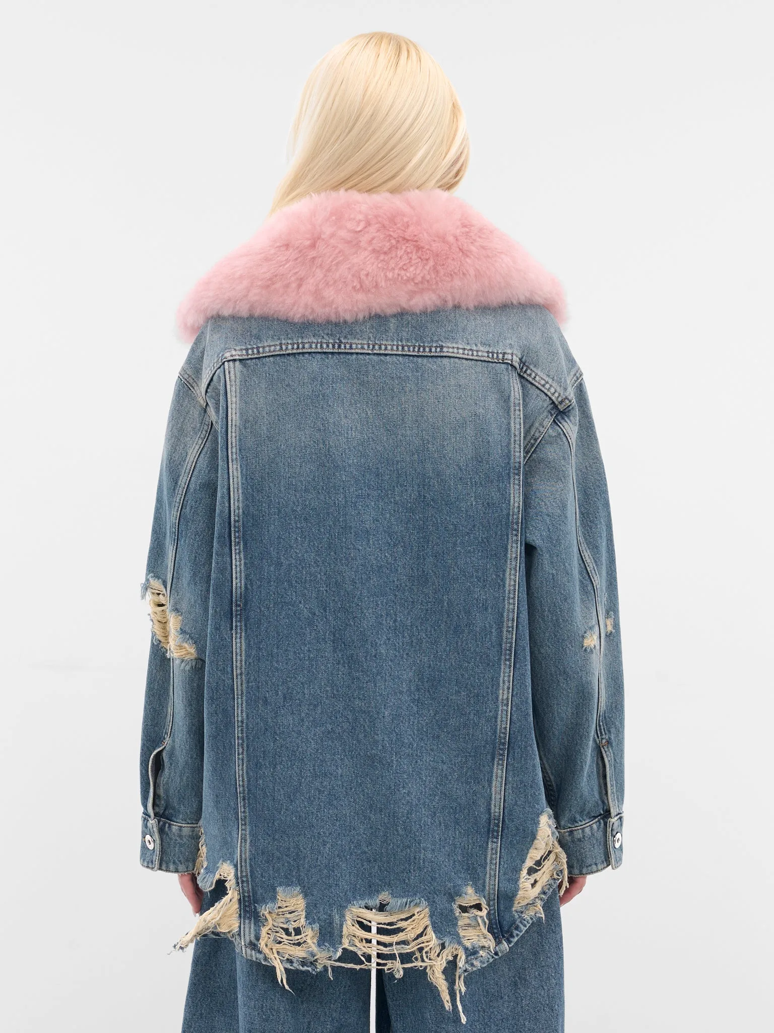 Blue Destroyed Denim Oversized Jacket (2J211A-C6C11-ICE-BLUE-PINK) sold by lorenzo product image thumbnail 3