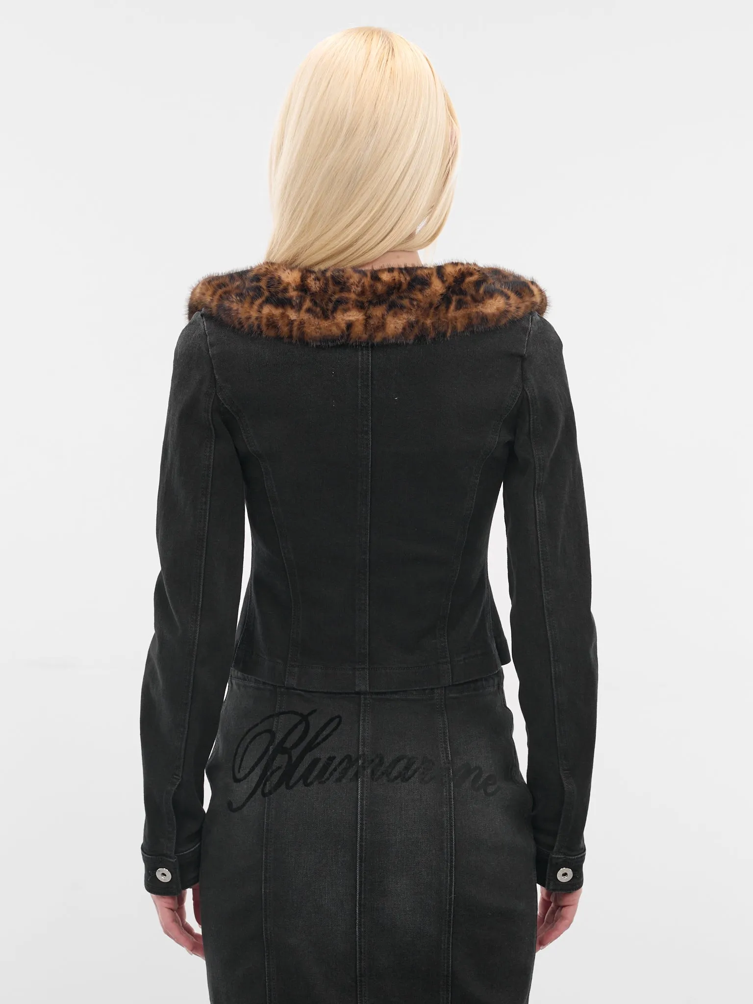 Black Fur Trim Denim Jacket (2J206A-N0990-BLACK) sold by lorenzo product image thumbnail 3