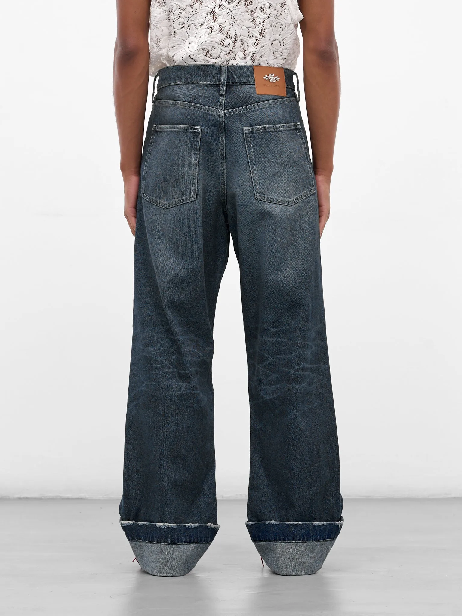 Blue Distressed Denim Straight Jeans (4161B-1231D-BLUE-PEARL-CLEAR) sold by lorenzo product image thumbnail 3