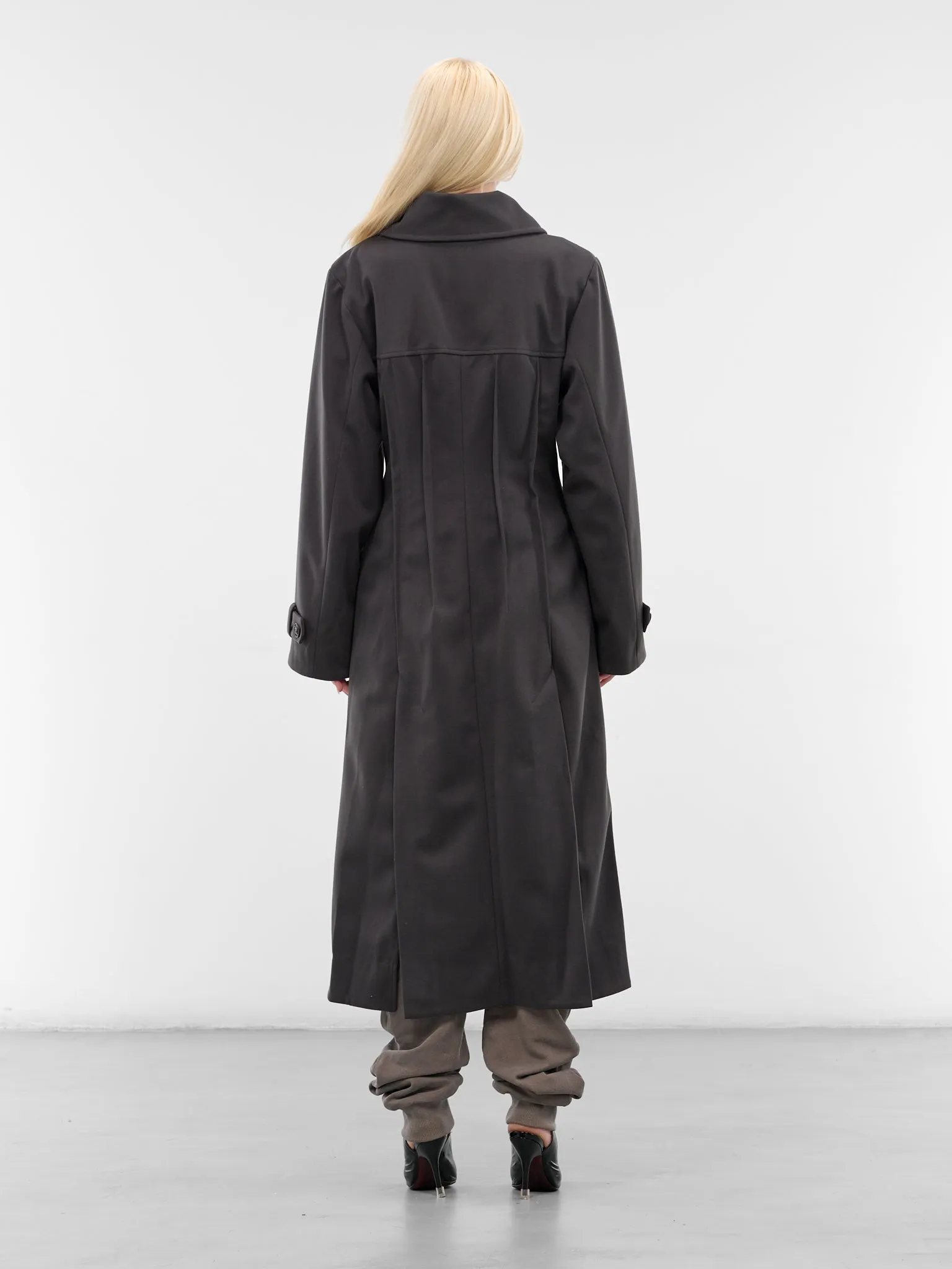Black Captain Trench Coat (YR006OW02-SQUID-INK) sold by lorenzo product image thumbnail 3