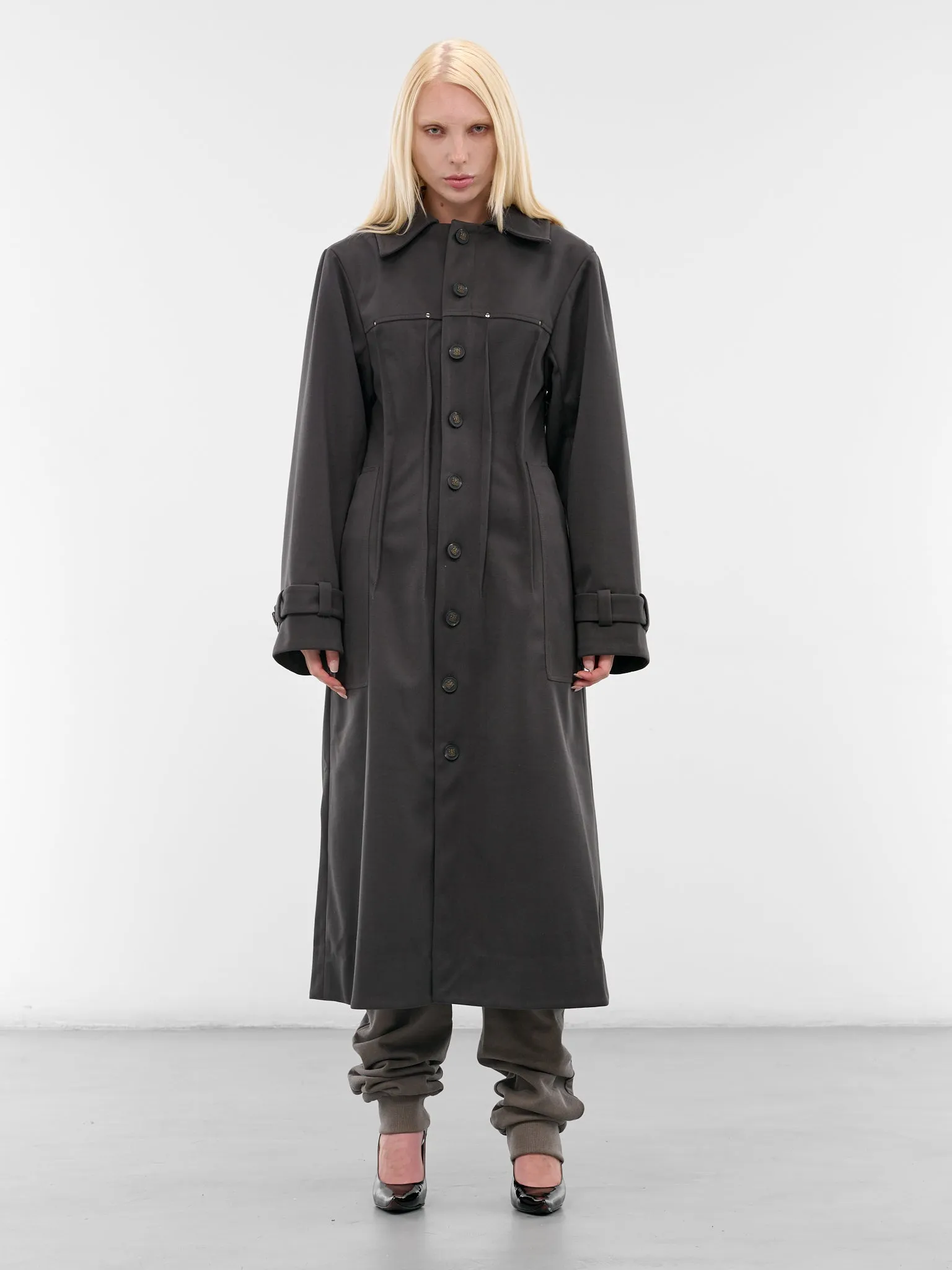 Black Captain Trench Coat (YR006OW02-SQUID-INK) sold by lorenzo