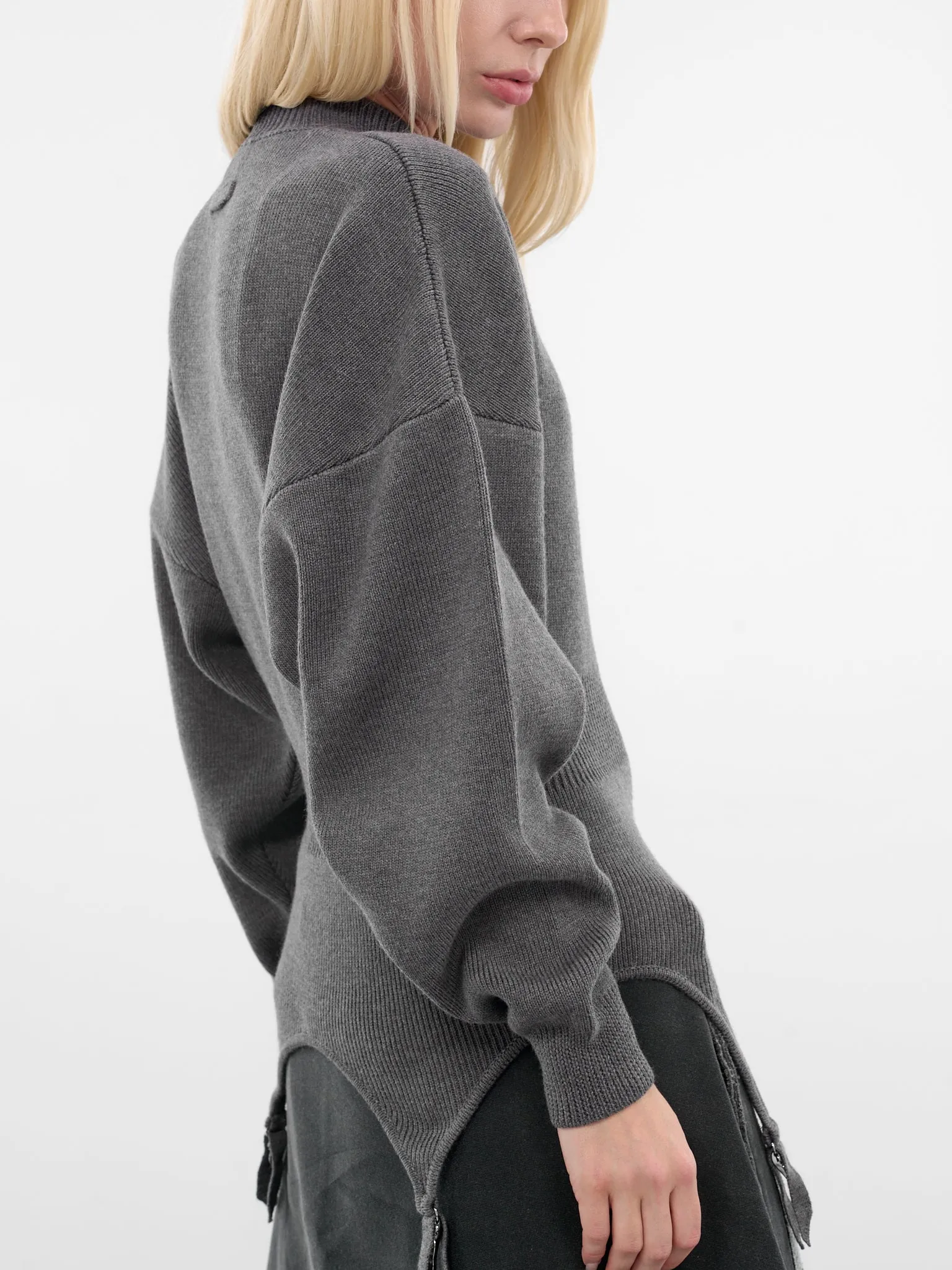 Gray Wool Garter Sweater (PO032-K016-07-MIDDLE-GREY) sold by lorenzo product image thumbnail 5