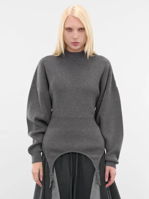 Gray Wool Garter Sweater (PO032-K016-07-MIDDLE-GREY) sold by lorenzo