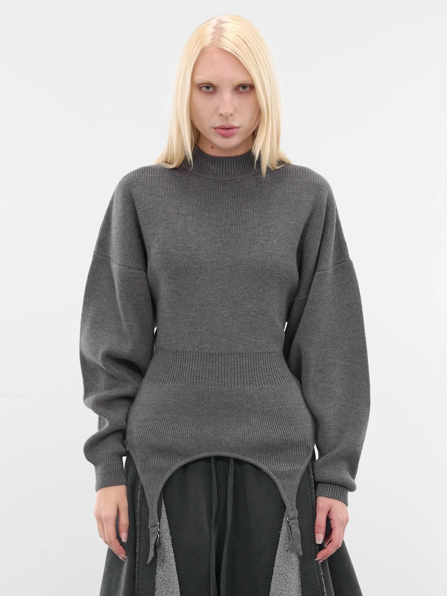 Gray Wool Garter Sweater (PO032-K016-07-MIDDLE-GREY) sold by lorenzo