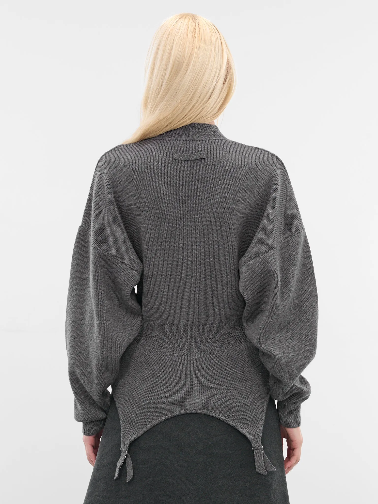 Gray Wool Garter Sweater (PO032-K016-07-MIDDLE-GREY) sold by lorenzo product image thumbnail 3