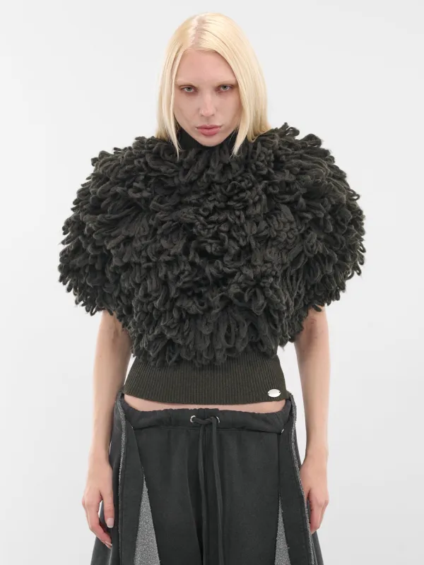 Black Sleeveless Loose-Stitch Sweater (PO023-K009-38-DARK-KHAKI) sold by lorenzo