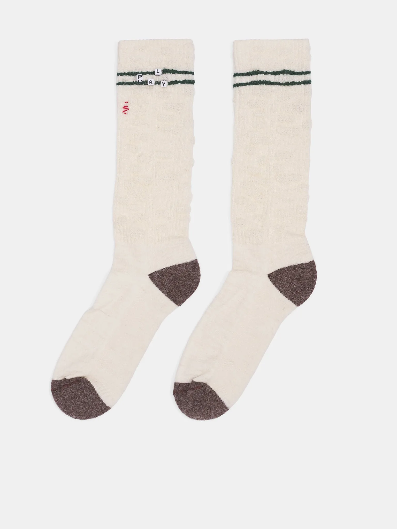 Cream Striped Alpaca Knit Socks (8U0011Q3009CRM-CREAM) sold by lorenzo