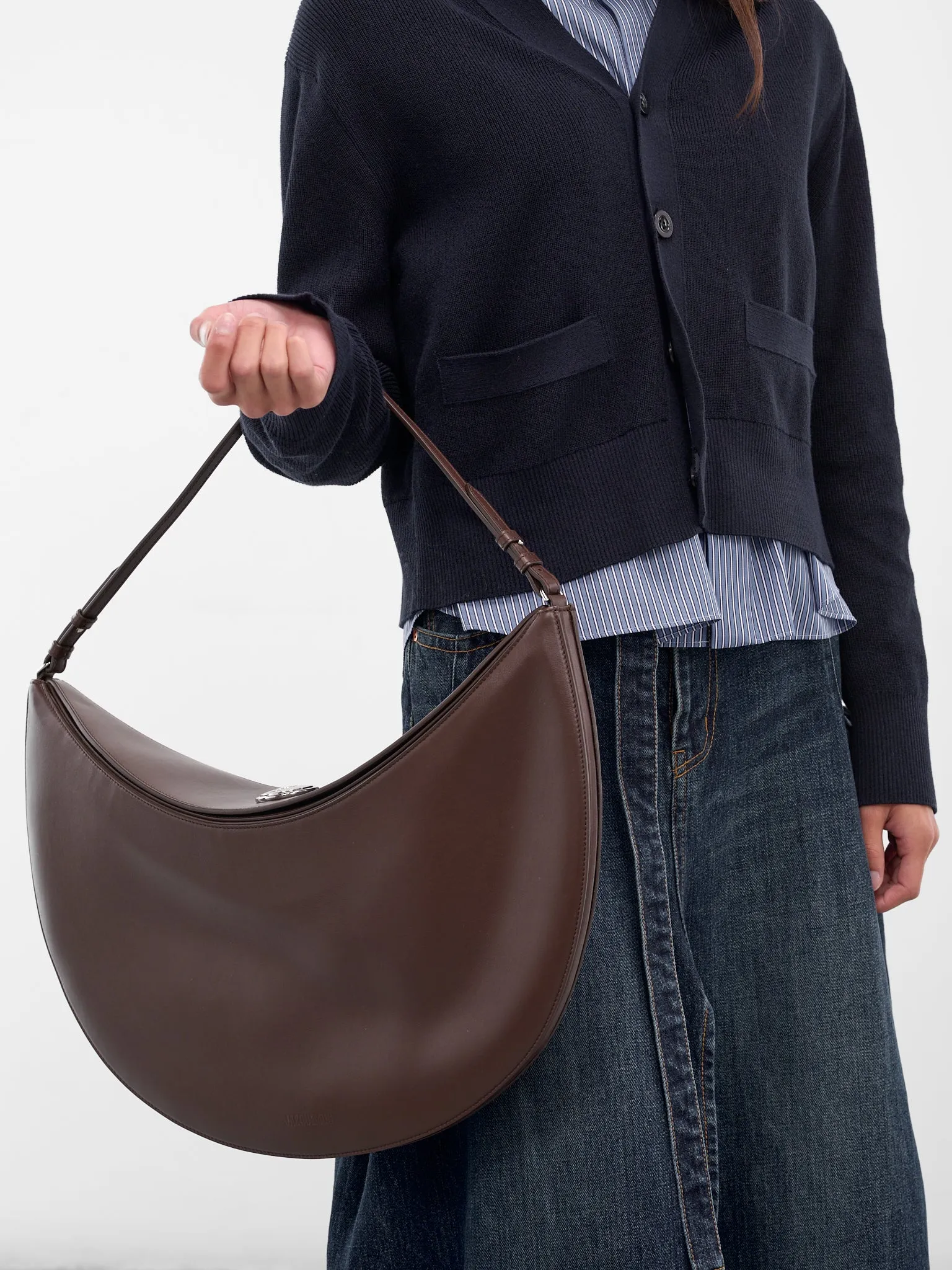 Brown Leather Ovalo Bag (BAW00437AC18A08-BROWN) sold by lorenzo product image thumbnail 5