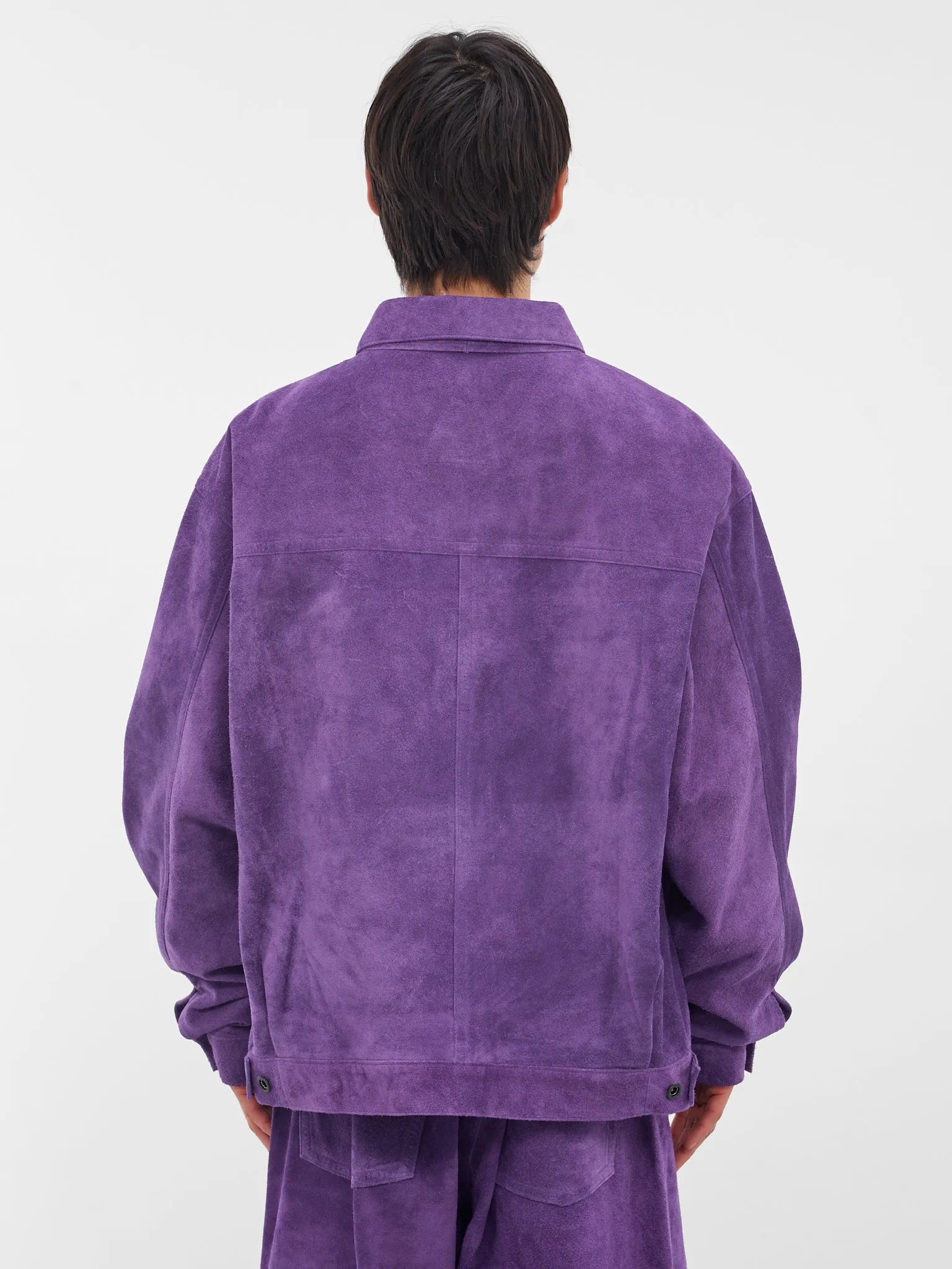 Purple Suede Oversized Trucker Jacket (AUJ2550-PURPLE-SUEDE) sold by lorenzo product image thumbnail 3
