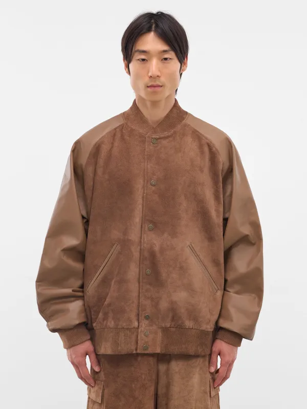 Camel Suede-Leather Bomber Jacket (ARJ2563-CAMEL-SUEDE) sold by lorenzo