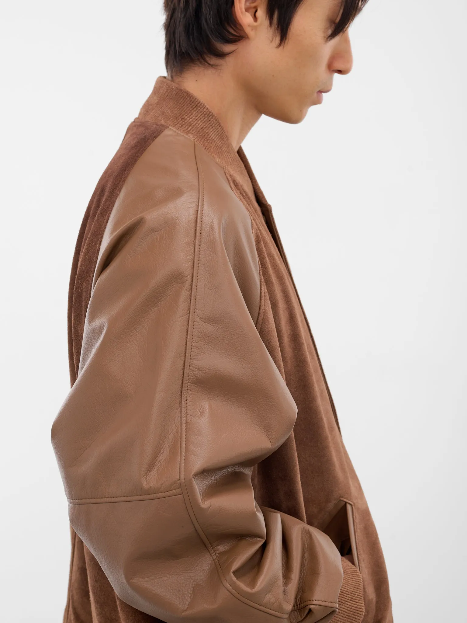 Camel Suede-Leather Bomber Jacket (ARJ2563-CAMEL-SUEDE) sold by lorenzo product image thumbnail 5