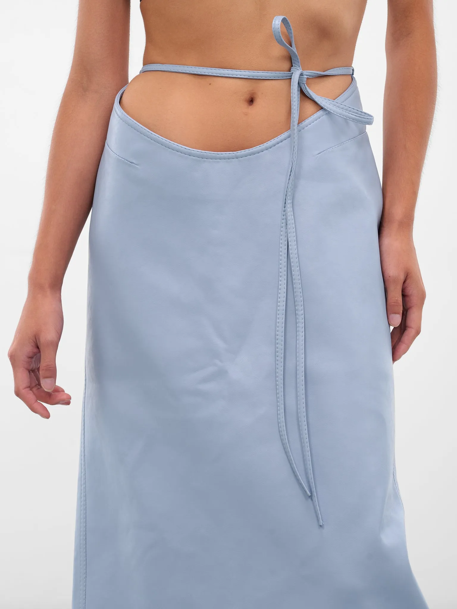 Blue Vegan Leather Midi Skirt (AAFW25SKVLBL02-BLUE) sold by lorenzo product image thumbnail 5