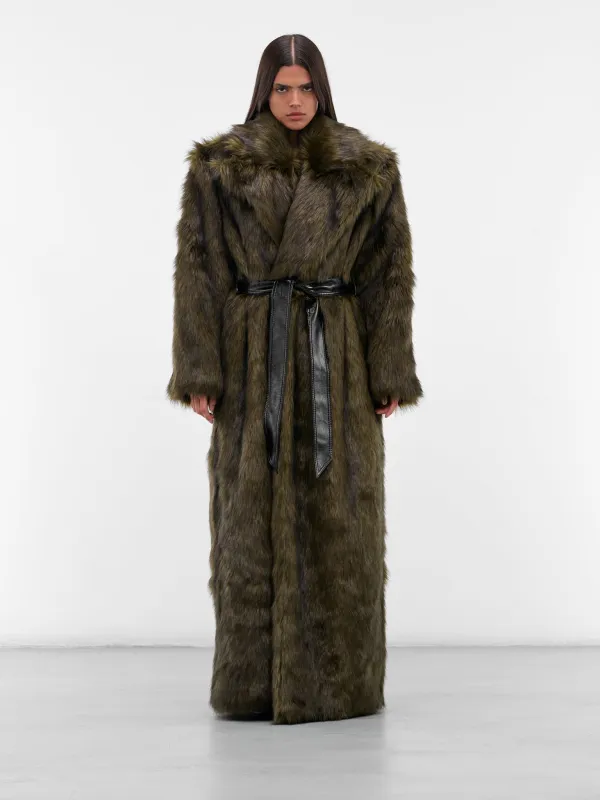 Long Oversized Fur Coat (AAFW25CTPAGN01-DARK-GREEN) sold by lorenzo