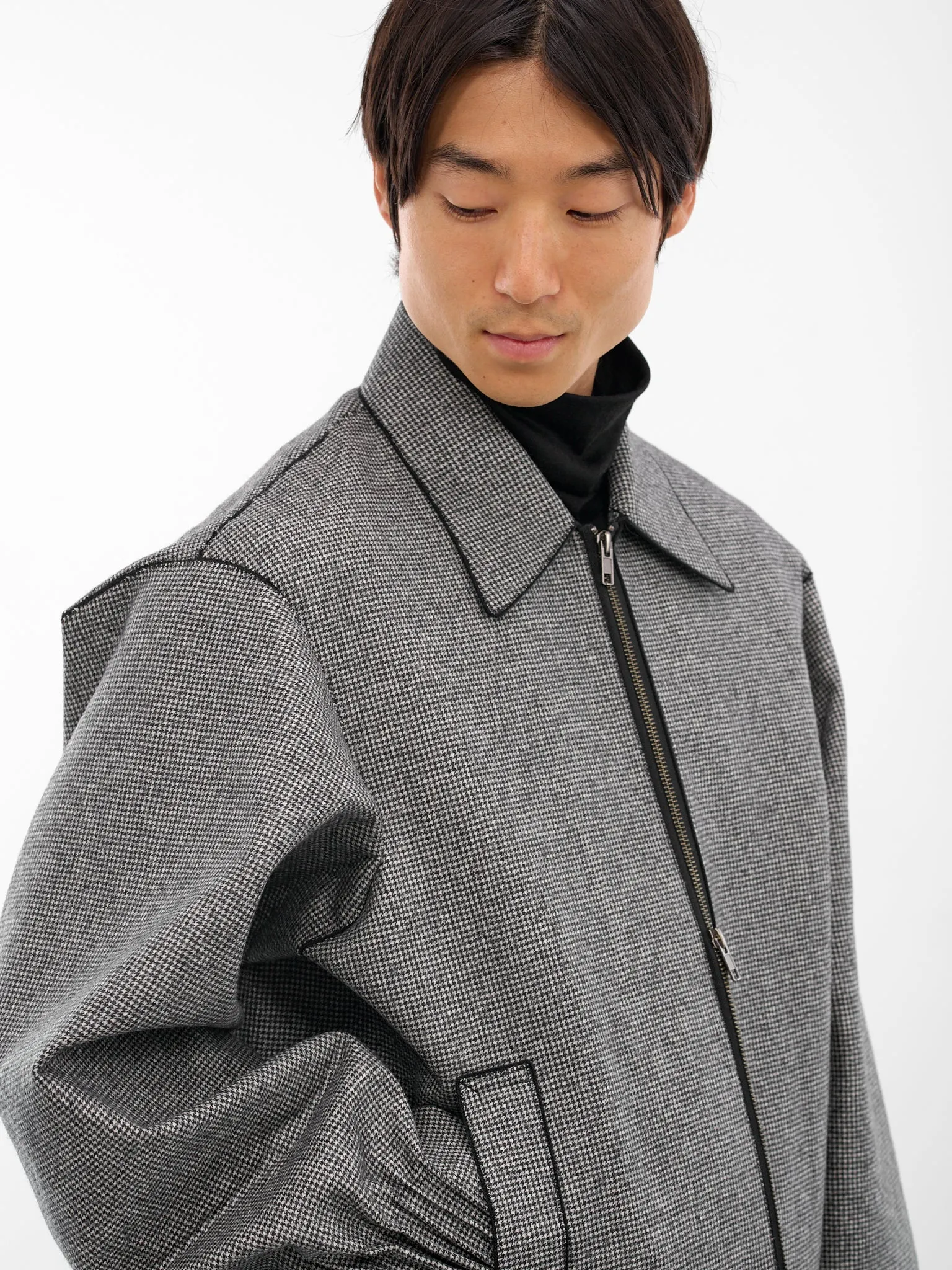 Houndstooth Wool Oversized Zip Jacket (RM252-032-HOUNDSTOOTH) sold by lorenzo product image thumbnail 4