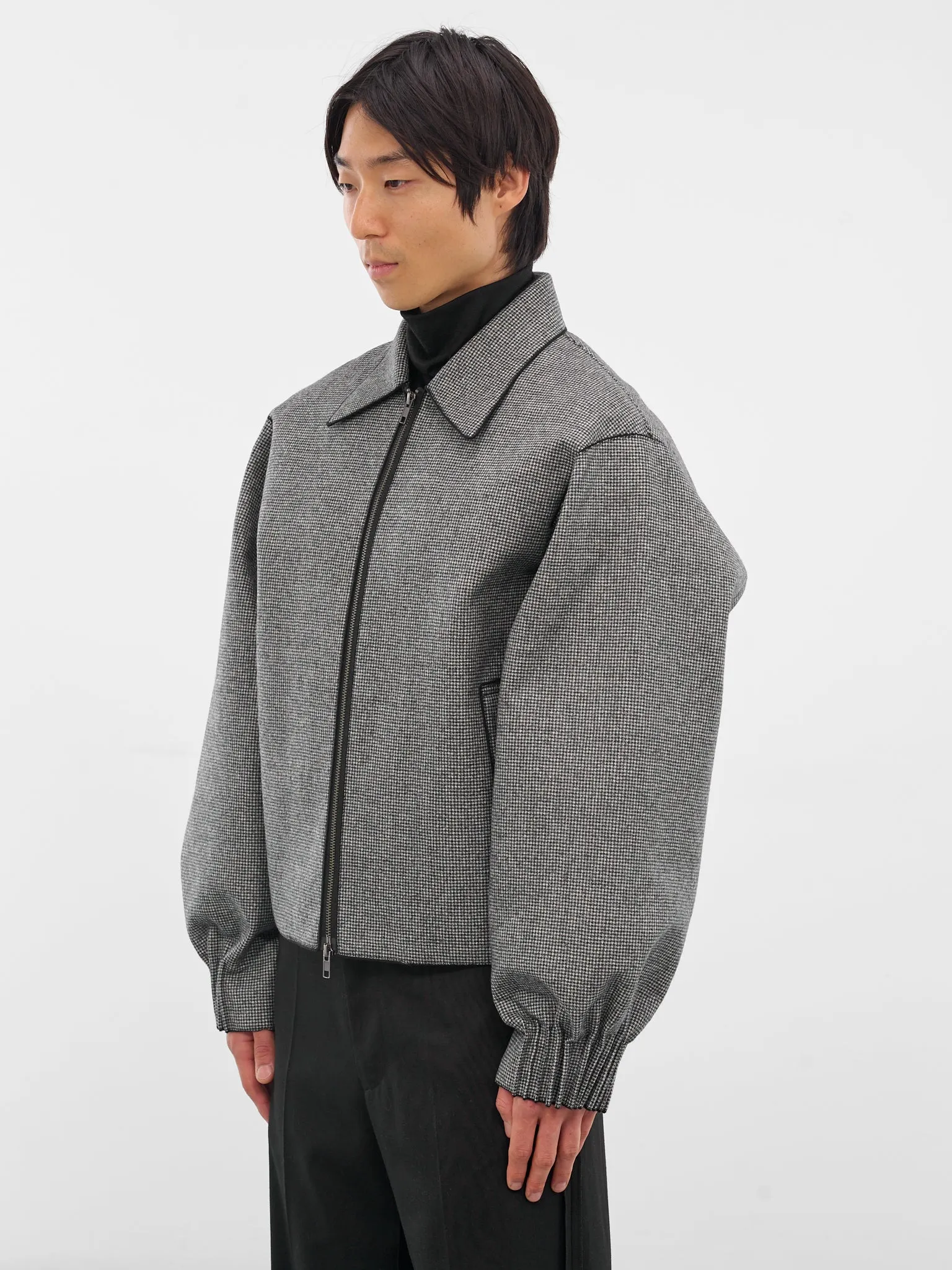 Houndstooth Wool Oversized Zip Jacket (RM252-032-HOUNDSTOOTH) sold by lorenzo product image thumbnail 2