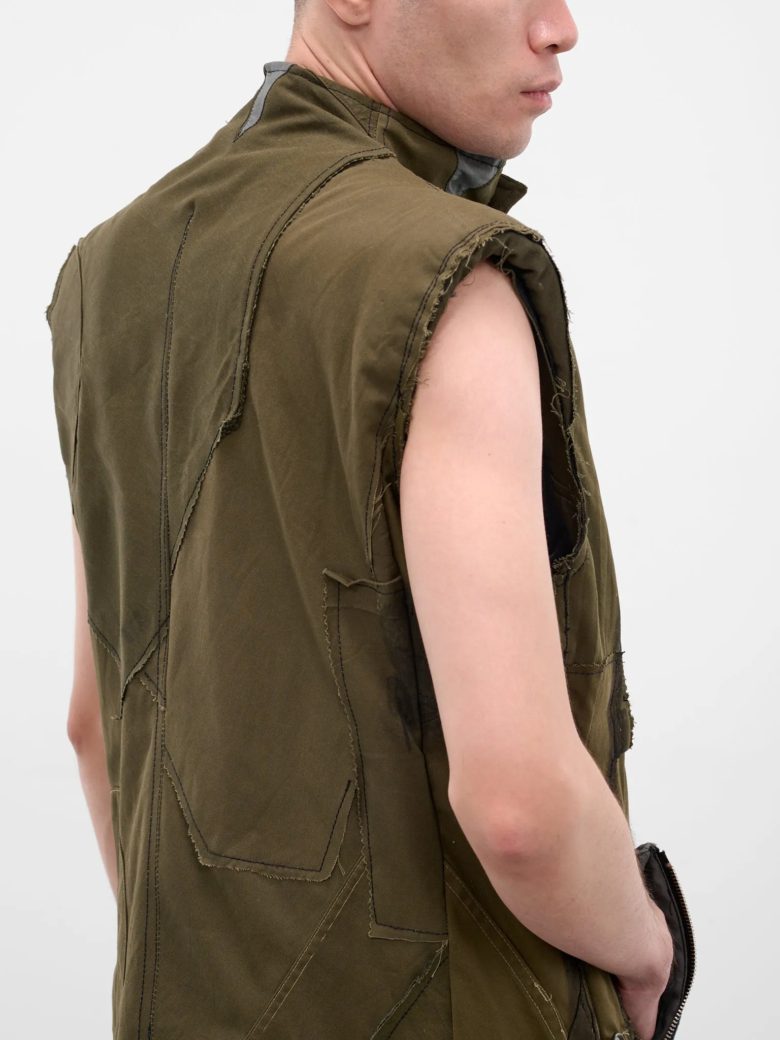 Brown Ultra Upcycled Patchwork Vest (ULTRA-JACKET-GREEN) sold by lorenzo product image thumbnail 4