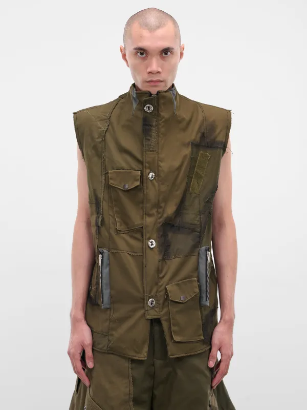 Brown Ultra Upcycled Patchwork Vest (ULTRA-JACKET-GREEN) sold by lorenzo