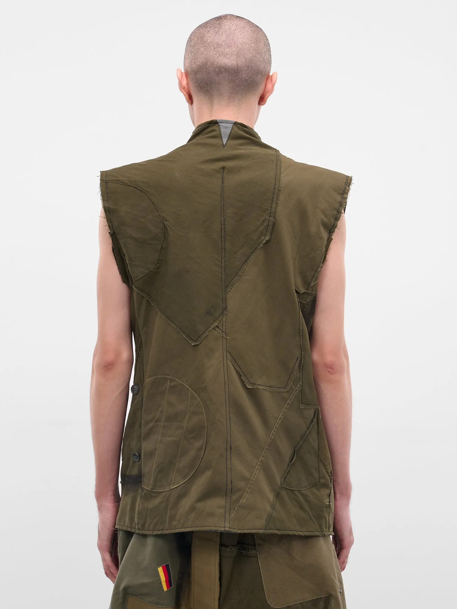 Brown Ultra Upcycled Patchwork Vest (ULTRA-JACKET-GREEN) sold by lorenzo product image thumbnail 3