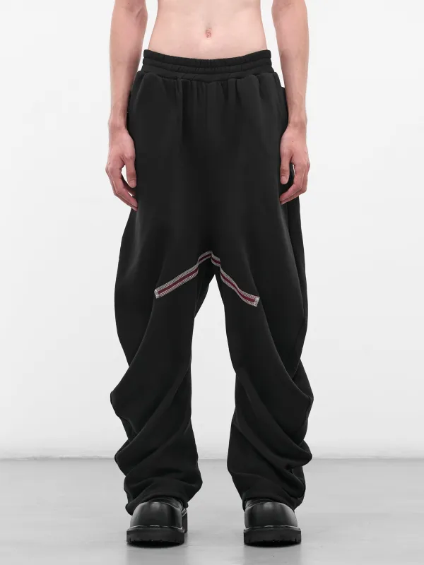 Black Piped Twisted Sweatpants (TWISTED-TRACK-BLACK) sold by lorenzo