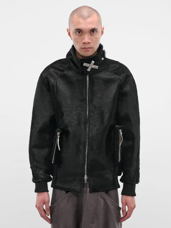 Black Short-Hair Bomber Jacket (HAIRY-BOMBER-BLACK) sold by lorenzo