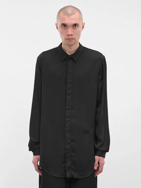 Black Silk Button-Up Shirt (917SHM4-BLACK) sold by lorenzo