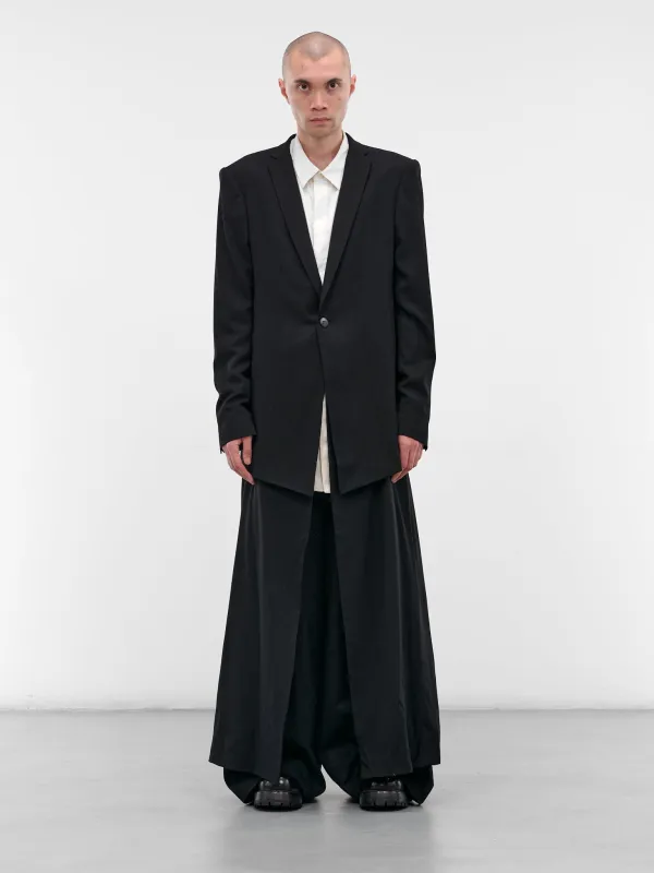 Black Tailored Wool-Viscose Blazer (917JAM1-S-BLACK) sold by lorenzo