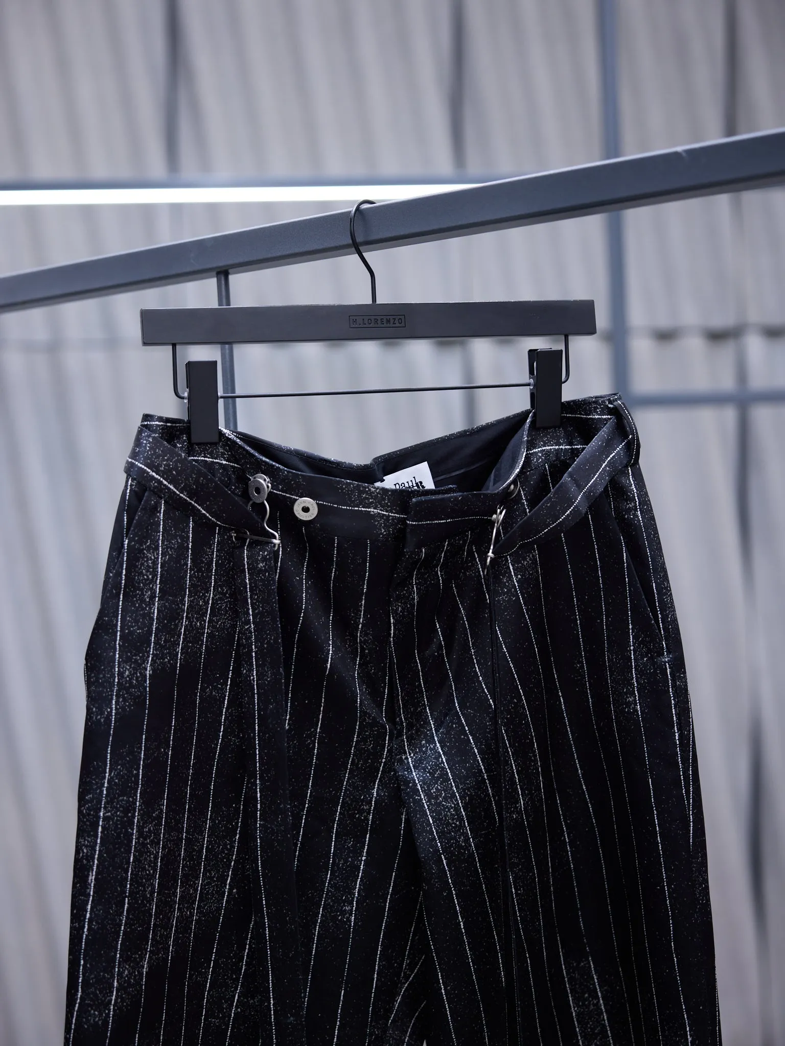 The Satin Pinstripe Wide Pants (F-PA160-C556-0001-BLACK-WHITE) sold by lorenzo product image thumbnail 3