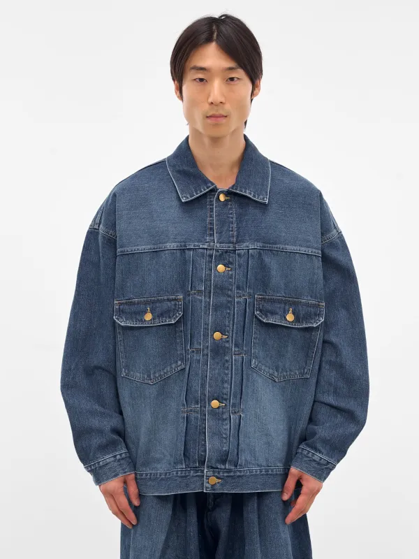 Blue Denim Oversized Trucker Jacket (SLEC-TJK-DWWH-DENIM-DAMAGED) sold by lorenzo