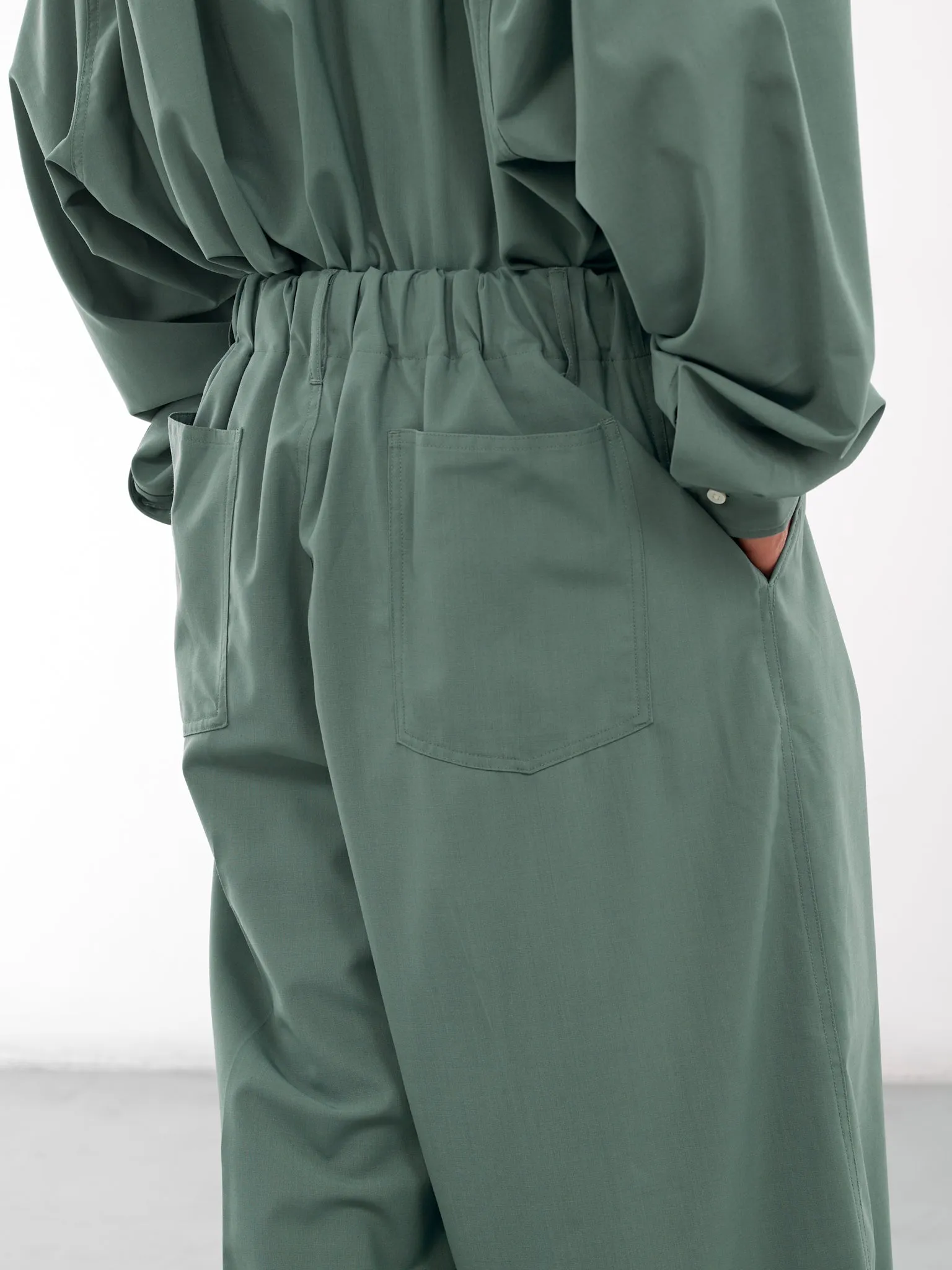 Green Elastic Wide Leg Trousers (SLEC-CL-GR-GREEN) sold by lorenzo product image thumbnail 5