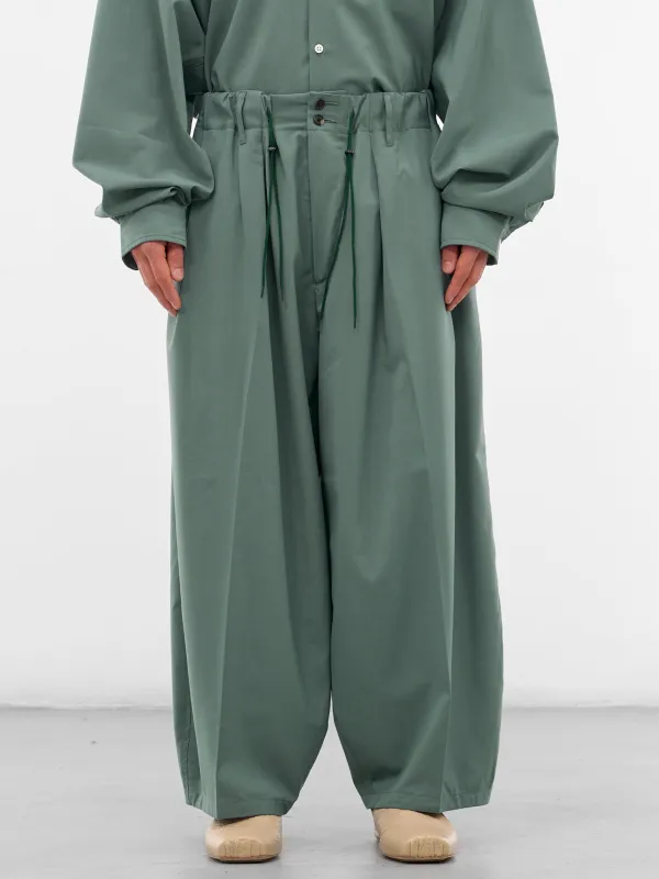 Green Elastic Wide Leg Trousers (SLEC-CL-GR-GREEN) sold by lorenzo