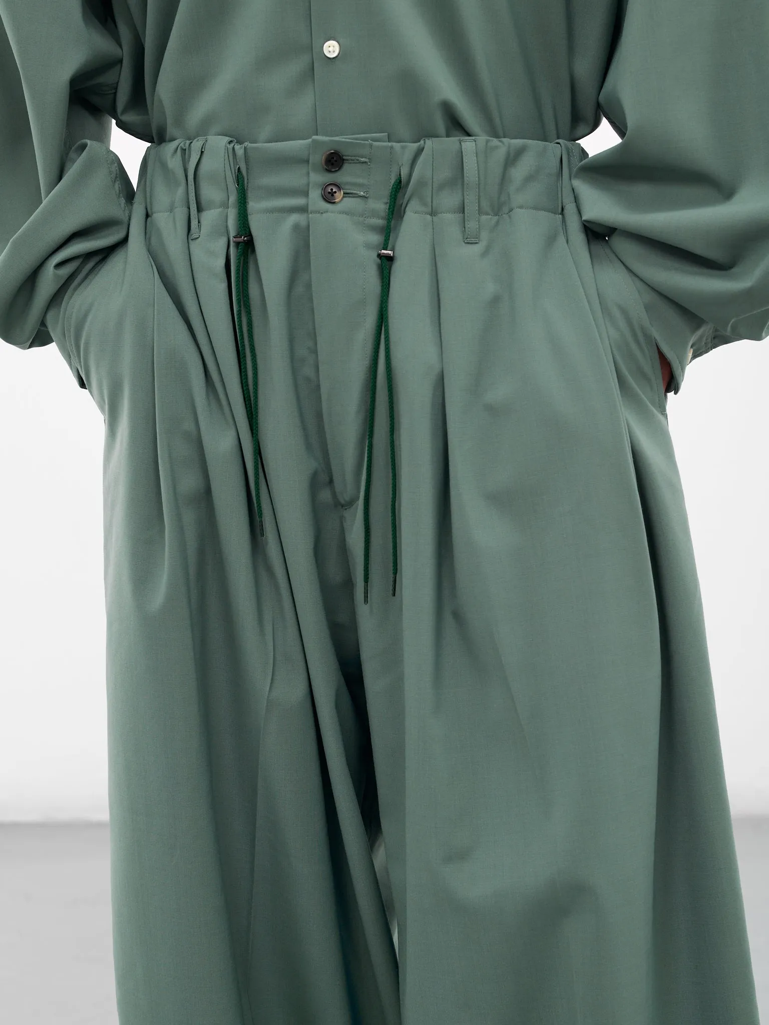 Green Elastic Wide Leg Trousers (SLEC-CL-GR-GREEN) sold by lorenzo product image thumbnail 4