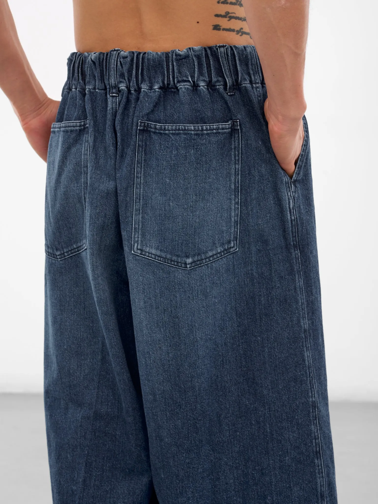 Blue Denim Wide Leg Trousers (SLEC-CPOD-DWWH-BLUE) sold by lorenzo product image thumbnail 4