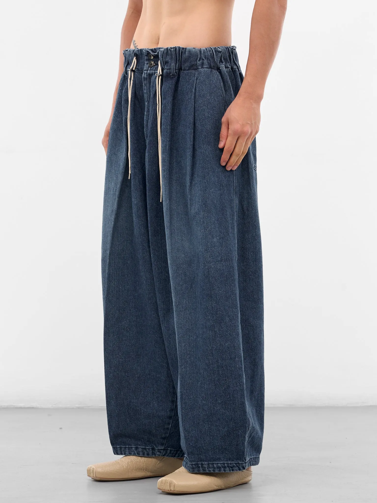 Blue Denim Wide Leg Trousers (SLEC-CPOD-DWWH-BLUE) sold by lorenzo product image thumbnail 2