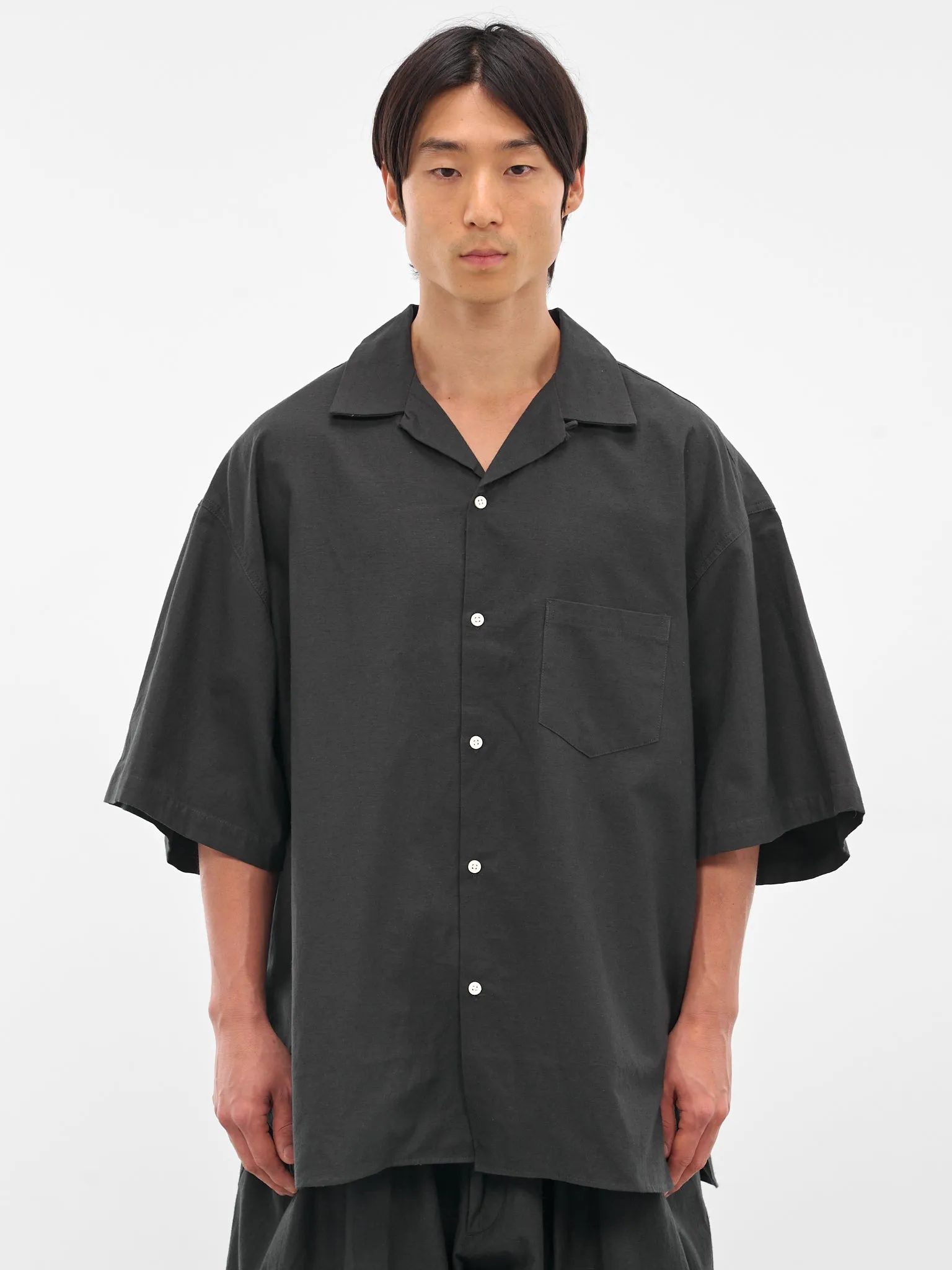 Black Satin Short Sleeve Shirt (SL25SS-OCSHSSCL-CH-SATIN-BLACK) sold by lorenzo