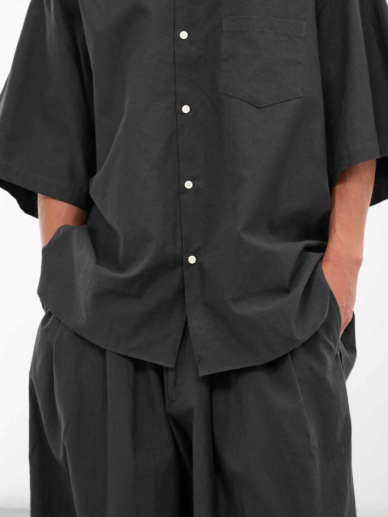 Black Satin Short Sleeve Shirt (SL25SS-OCSHSSCL-CH-SATIN-BLACK) sold by lorenzo product image thumbnail 4