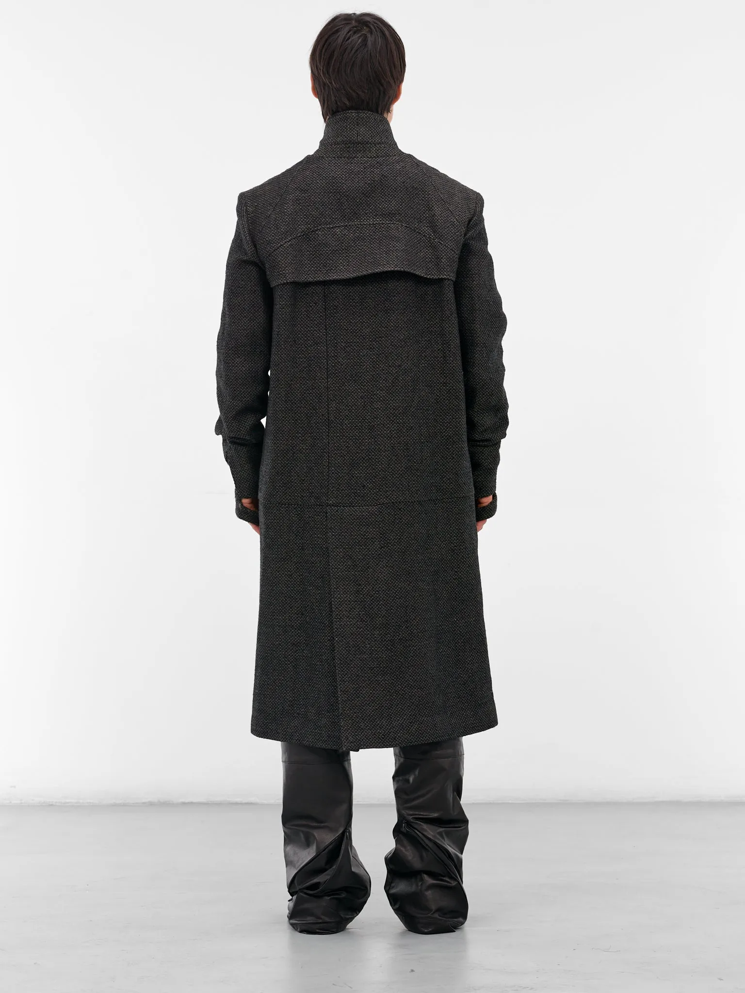 Black Double-Breasted Coat (XJ9V2-03-BLACK-OVER-GREY) sold by lorenzo product image thumbnail 3