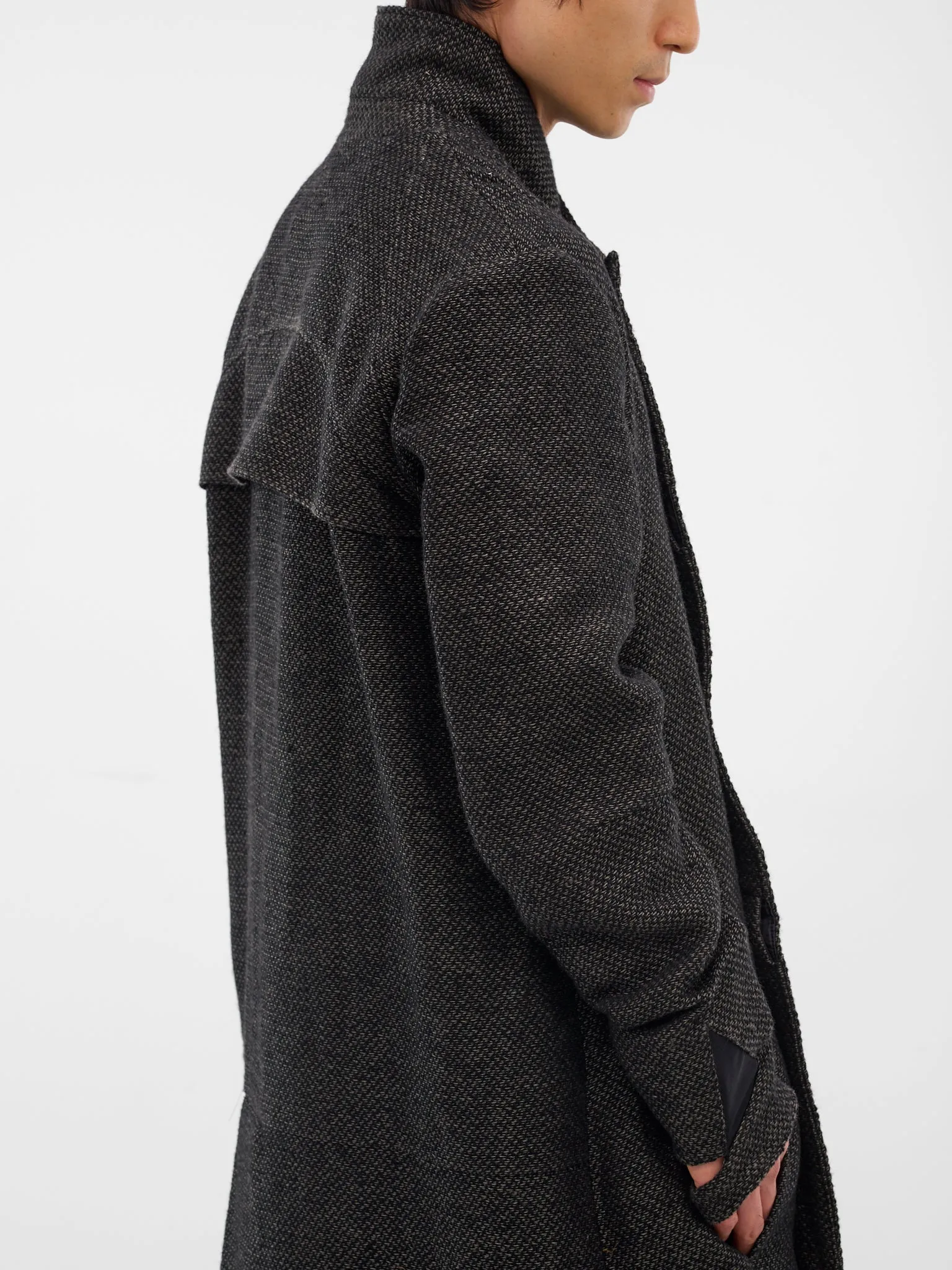 Black Double-Breasted Coat (XJ9V2-03-BLACK-OVER-GREY) sold by lorenzo product image thumbnail 5